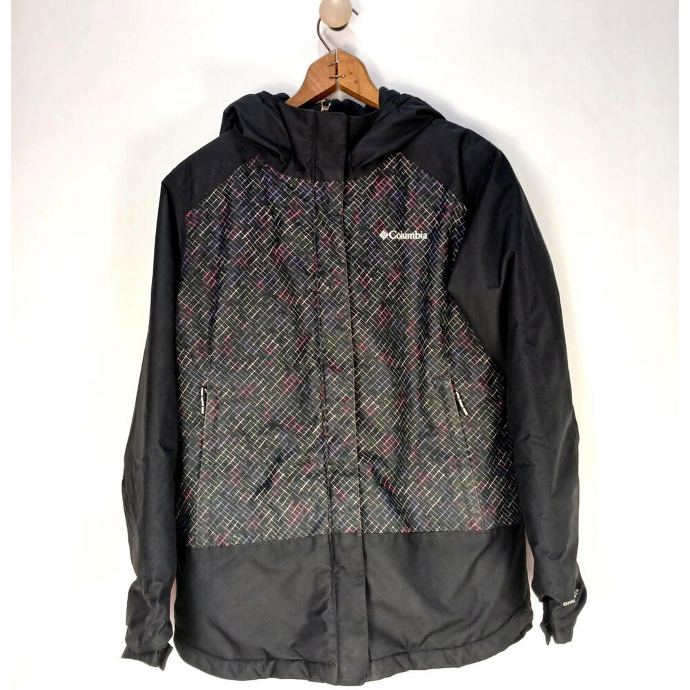 Columbia Youth Jacket L 14-16 Omni Tech Waterproof Hooded Coat Black